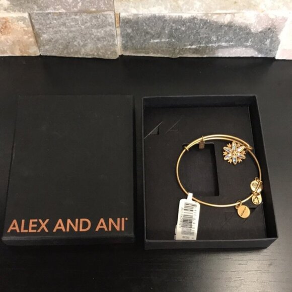 Alex And Ani Snowflake Adjustable Wire Bangle - Picture 3 of 7
